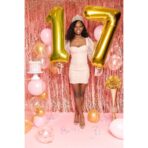 Balon din Folie Metalizata Embo, Figurina Cifra, Tema Aniversare 100 cm, Ambalaj Individual, Pai inclus, Umflare cu Aer sau Heliu, Auriu, Cifra 7 - imagine 5