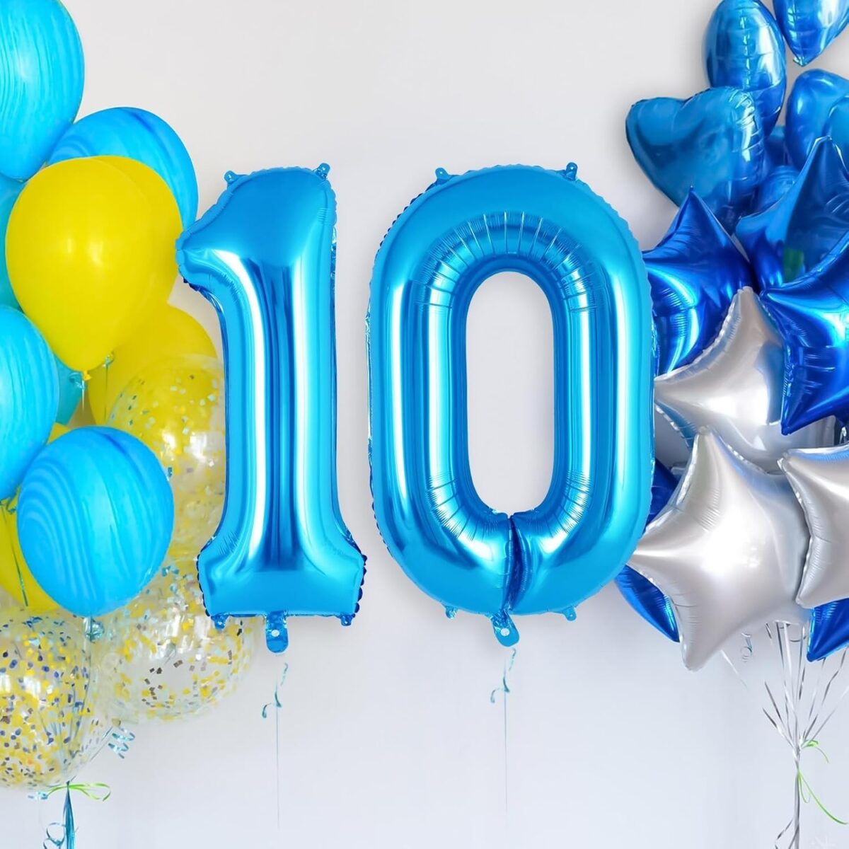 Balon din Folie Metalizata, Embo, Figurina Cifra, Tema Aniversare 100 cm, Ambalaj Individual, Pai inclus, Umflare cu Aer sau Heliu, Albastru, Cifra 0 - imagine 3