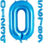 Balon din Folie Metalizata, Embo, Figurina Cifra, Tema Aniversare 100 cm, Ambalaj Individual, Pai inclus, Umflare cu Aer sau Heliu, Albastru, Cifra 0 - imagine 4