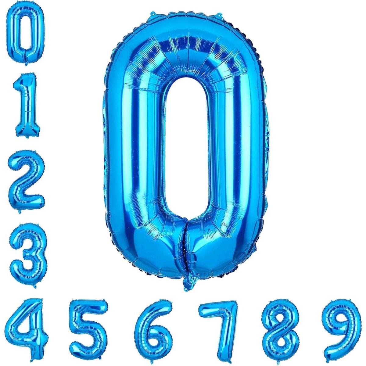 Balon din Folie Metalizata, Embo, Figurina Cifra, Tema Aniversare 100 cm, Ambalaj Individual, Pai inclus, Umflare cu Aer sau Heliu, Albastru, Cifra 0 - imagine 5