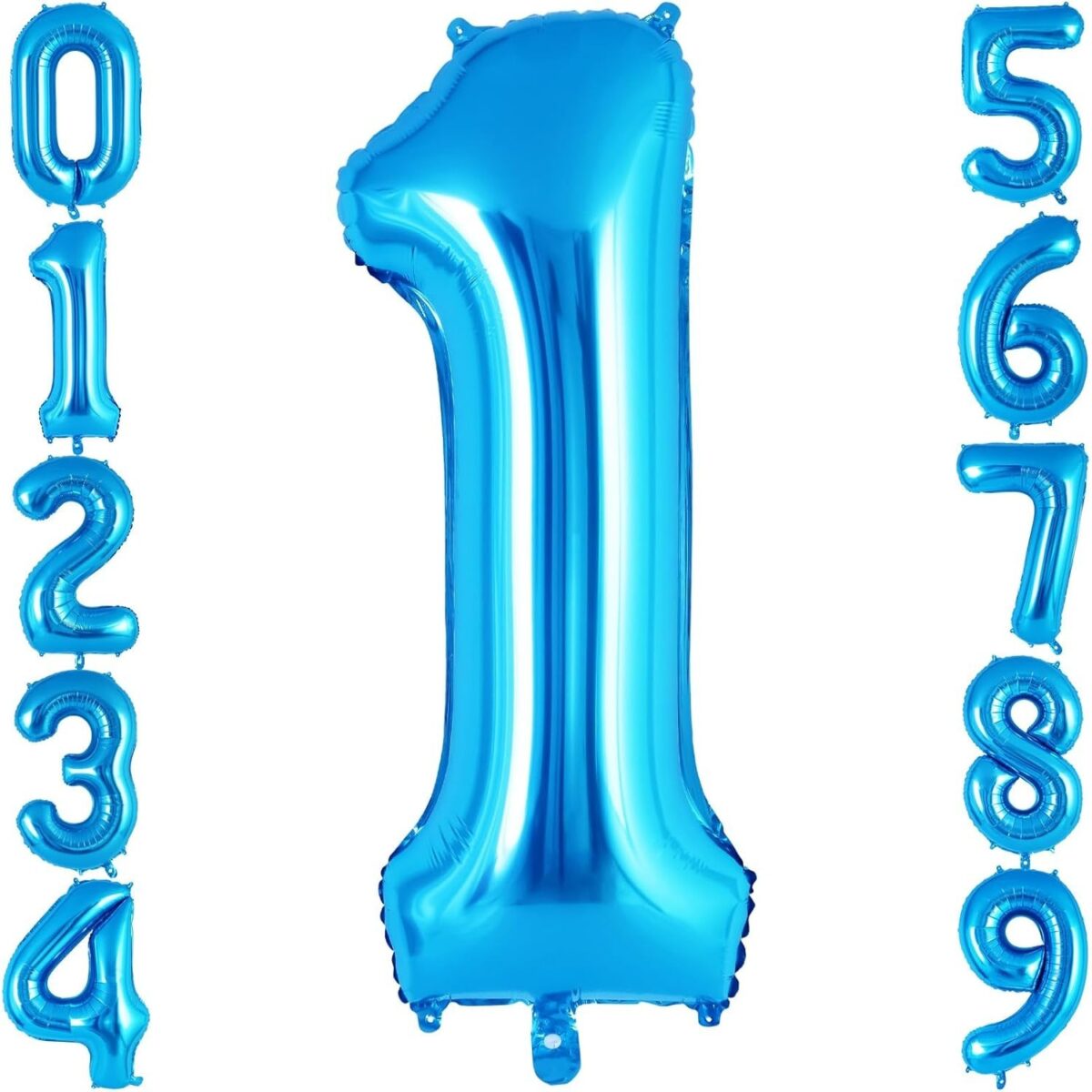 Balon din Folie Metalizata, Embo, Figurina Cifra, Tema Aniversare 100 cm, Ambalaj Individual, Pai inclus, Umflare cu Aer sau Heliu, Albastru, Cifra 1 - imagine 6