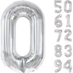 Balon din Folie Metalizata, Embo, Figurina Cifra, Tema Aniversare 100 cm, Ambalaj Individual, Pai inclus, Umflare cu Aer sau Heliu, Argintiu, Cifra 0 - imagine 7