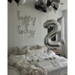 Balon din Folie Metalizata, Embo, Figurina Cifra, Tema Aniversare 100 cm, Ambalaj Individual, Pai inclus, Umflare cu Aer sau Heliu, Argintiu, Cifra 2 - imagine 6