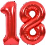 Balon din Folie Metalizata Embo, Figurina Cifra, Tema Aniversare 100 cm, Ambalaj Individual, Pai inclus, Umflare cu Aer sau Heliu, Rosu, Cifra 8 - imagine 2