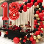 Balon din Folie Metalizata Embo, Figurina Cifra, Tema Aniversare 100 cm, Ambalaj Individual, Pai inclus, Umflare cu Aer sau Heliu, Rosu, Cifra 8 - imagine 3