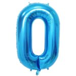 Balon din Folie Metalizata, Embo, Figurina Cifra, Tema Aniversare 100 cm, Ambalaj Individual, Pai inclus, Umflare cu Aer sau Heliu, Albastru, Cifra 0
