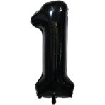 Balon din Folie Metalizata Embo, Figurina Cifra, Tema Aniversare 40 cm, Ambalaj Individual, Pai inclus, Umflare cu Aer sau Heliu, Negru, Cifra 1 - imagine 7
