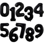 Balon din Folie Metalizata Embo, Figurina Cifra, Tema Aniversare 40 cm, Ambalaj Individual, Pai inclus, Umflare cu Aer sau Heliu, Negru, Cifra 5 - imagine 9