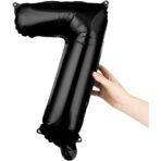 Balon din Folie Metalizata Embo, Figurina Cifra, Tema Aniversare 40 cm, Ambalaj Individual, Pai inclus, Umflare cu Aer sau Heliu, Negru, Cifra 7 - imagine 6