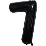 Balon din Folie Metalizata Embo, Figurina Cifra, Tema Aniversare 40 cm, Ambalaj Individual, Pai inclus, Umflare cu Aer sau Heliu, Negru, Cifra 7 - imagine 8