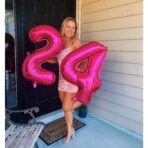 Balon din Folie Metalizata Embo, Figurina Cifra, Tema Aniversare 40 cm, Ambalaj Individual, Pai inclus, Umflare cu Aer sau Heliu, Roz, Cifra 4 - imagine 4