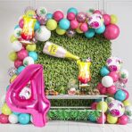 Balon din Folie Metalizata Embo, Figurina Cifra, Tema Aniversare 40 cm, Ambalaj Individual, Pai inclus, Umflare cu Aer sau Heliu, Roz, Cifra 4 - imagine 5