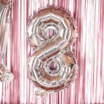 Balon din Folie Metalizata Embo, Figurina Cifra, Tema Aniversare 40 cm, Ambalaj Individual, Pai inclus, Umflare cu Aer sau Heliu, Argintiu, Cifra 8 - imagine 5