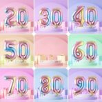 Balon din Folie Metalizata Embo, Figurina Cifra, Tema Aniversare 40 cm, Ambalaj Individual, Pai inclus, Umflare cu Aer sau Heliu, Multicolor, Cifra 4 - imagine 4