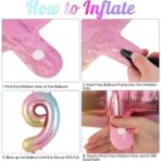 Balon din Folie Metalizata Embo, Figurina Cifra, Tema Aniversare 40 cm, Ambalaj Individual, Pai inclus, Umflare cu Aer sau Heliu, Multicolor, Cifra 9 - imagine 2