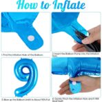 Balon din Folie Metalizata Embo, Figurina Cifra, Tema Aniversare 40 cm, Ambalaj Individual, Pai inclus, Umflare cu Aer sau Heliu, Albastru, Cifra 9 - imagine 2