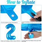 Balon din Folie Metalizata Embo, Figurina Cifra, Tema Aniversare 40 cm, Ambalaj Individual, Pai inclus, Umflare cu Aer sau Heliu, Albastru, Cifra 2 - imagine 2