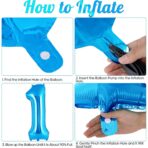 Balon din Folie Metalizata Embo, Figurina Cifra, Tema Aniversare 40 cm, Ambalaj Individual, Pai inclus, Umflare cu Aer sau Heliu, Albastru, Cifra 1 - imagine 2