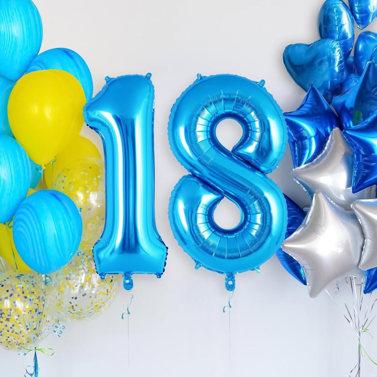 Balon din Folie Metalizata Embo, Figurina Cifra, Tema Aniversare 40 cm, Ambalaj Individual, Pai inclus, Umflare cu Aer sau Heliu, Albastru, Cifra 1 - imagine 4