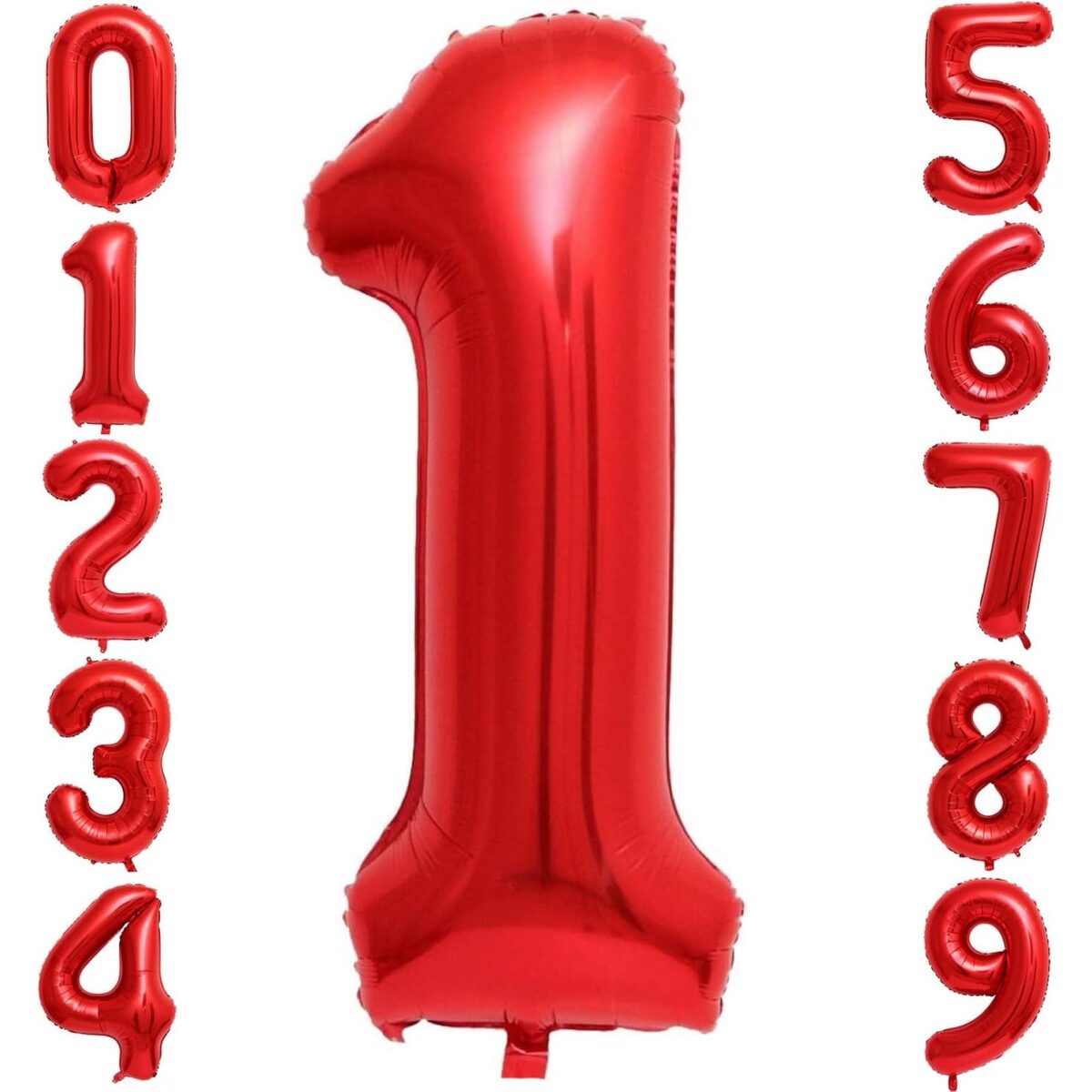 Balon din Folie Metalizata Embo, Figurina Cifra, Tema Aniversare 40 cm, Ambalaj Individual, Pai inclus, Umflare cu Aer sau Heliu, Rosu, Cifra 1 - imagine 4