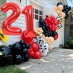 Balon din Folie Metalizata Embo, Figurina Cifra, Tema Aniversare 40 cm, Ambalaj Individual, Pai inclus, Umflare cu Aer sau Heliu, Rosu, Cifra 1 - imagine 6