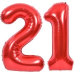 Balon din Folie Metalizata Embo, Figurina Cifra, Tema Aniversare 40 cm, Ambalaj Individual, Pai inclus, Umflare cu Aer sau Heliu, Rosu, Cifra 1 - imagine 7