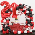 Balon din Folie Metalizata Embo, Figurina Cifra, Tema Aniversare 40 cm, Ambalaj Individual, Pai inclus, Umflare cu Aer sau Heliu, Rosu, Cifra 1 - imagine 8