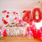 Balon din Folie Metalizata Embo, Figurina Cifra, Tema Aniversare 40 cm, Ambalaj Individual, Pai inclus, Umflare cu Aer sau Heliu, Rosu, Cifra 4 - imagine 8