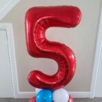 Balon din Folie Metalizata Embo, Figurina Cifra, Tema Aniversare 40 cm, Ambalaj Individual, Pai inclus, Umflare cu Aer sau Heliu, Rosu, Cifra 5 - imagine 5