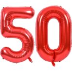 Balon din Folie Metalizata Embo, Figurina Cifra, Tema Aniversare 40 cm, Ambalaj Individual, Pai inclus, Umflare cu Aer sau Heliu, Rosu, Cifra 5 - imagine 6