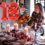 Balon din Folie Metalizata Embo, Figurina Cifra, Tema Aniversare 40 cm, Ambalaj Individual, Pai inclus, Umflare cu Aer sau Heliu, Rosu, Cifra 8 - imagine 5