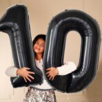 Balon din Folie Metalizata, Embo, Figurina Cifra, Tema Aniversare 40 cm, Ambalaj Individual, Pai inclus, Umflare cu Aer sau Heliu, Negru, Cifra 0 - imagine 2