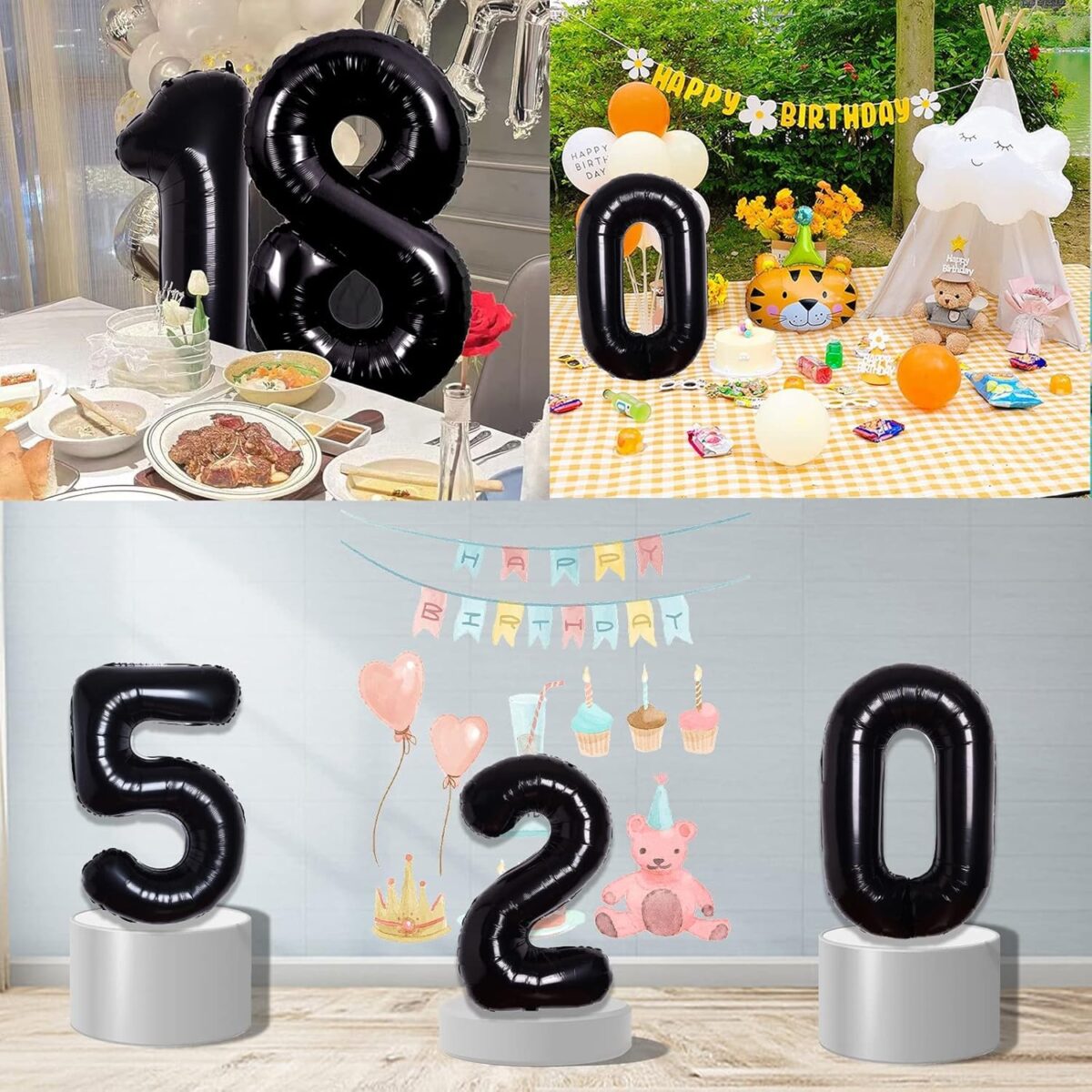 Balon din Folie Metalizata, Embo, Figurina Cifra, Tema Aniversare 40 cm, Ambalaj Individual, Pai inclus, Umflare cu Aer sau Heliu, Negru, Cifra 0 - imagine 8