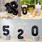 Balon din Folie Metalizata, Embo, Figurina Cifra, Tema Aniversare 40 cm, Ambalaj Individual, Pai inclus, Umflare cu Aer sau Heliu, Negru, Cifra 0 - imagine 8