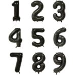 Balon din Folie Metalizata, Embo, Figurina Cifra, Tema Aniversare 40 cm, Ambalaj Individual, Pai inclus, Umflare cu Aer sau Heliu, Negru, Cifra 2 - imagine 6