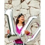 Balon din Folie Metalizata, Embo, Figurina Cifra, Tema Aniversare 40 cm, Ambalaj Individual, Pai inclus, Umflare cu Aer sau Heliu, Argintiu, Cifra 1 - imagine 9