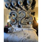 Balon din Folie Metalizata, Embo, Figurina Cifra, Tema Aniversare 40 cm, Ambalaj Individual, Pai inclus, Umflare cu Aer sau Heliu, Argintiu, Cifra 2 - imagine 5