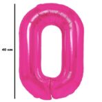 Balon din Folie Metalizata Embo, Figurina Cifra, Tema Aniversare 40 cm, Ambalaj Individual, Pai inclus, Umflare cu Aer sau Heliu, Roz, Cifra 0 - imagine 2