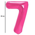 Balon din Folie Metalizata Embo, Figurina Cifra, Tema Aniversare 40 cm, Ambalaj Individual, Pai inclus, Umflare cu Aer sau Heliu, Roz, Cifra 7 - imagine 2