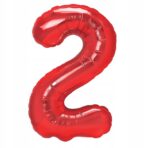 Balon din Folie Metalizata Embo, Figurina Cifra, Tema Aniversare 80 cm, Ambalaj Individual, Pai inclus, Umflare cu Aer sau Heliu, Rosu, Cifra 2 - imagine 2