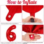 Balon din Folie Metalizata Embo, Figurina Cifra, Tema Aniversare 80 cm, Ambalaj Individual, Pai inclus, Umflare cu Aer sau Heliu, Rosu, Cifra 6 - imagine 3