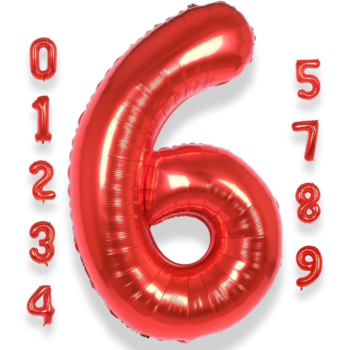 Balon din Folie Metalizata Embo, Figurina Cifra, Tema Aniversare 80 cm, Ambalaj Individual, Pai inclus, Umflare cu Aer sau Heliu, Rosu, Cifra 6 - imagine 8