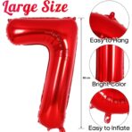 Balon din Folie Metalizata Embo, Figurina Cifra, Tema Aniversare 80 cm, Ambalaj Individual, Pai inclus, Umflare cu Aer sau Heliu, Rosu, Cifra 7 - imagine 2