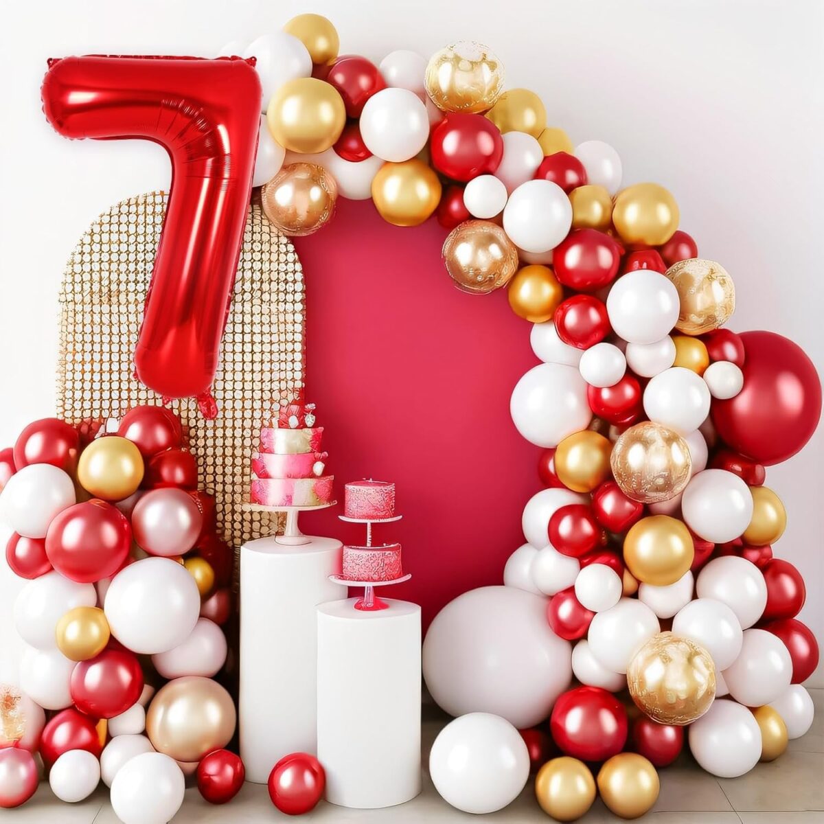 Balon din Folie Metalizata Embo, Figurina Cifra, Tema Aniversare 80 cm, Ambalaj Individual, Pai inclus, Umflare cu Aer sau Heliu, Rosu, Cifra 7 - imagine 5