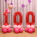 Balon din Folie Metalizata Embo, Figurina Cifra, Tema Aniversare 80 cm, Ambalaj Individual, Pai inclus, Umflare cu Aer sau Heliu, Rosu, Cifra 0 - imagine 11