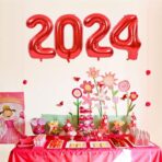 Balon din Folie Metalizata Embo, Figurina Cifra, Tema Aniversare 80 cm, Ambalaj Individual, Pai inclus, Umflare cu Aer sau Heliu, Rosu, Cifra 4 - imagine 4