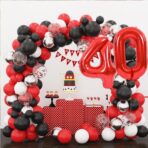 Balon din Folie Metalizata Embo, Figurina Cifra, Tema Aniversare 80 cm, Ambalaj Individual, Pai inclus, Umflare cu Aer sau Heliu, Rosu, Cifra 4 - imagine 6