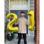 Balon din Folie Metalizata Embo, Figurina Cifra, Tema Aniversare 40 cm, Ambalaj Individual, Pai inclus, Umflare cu Aer sau Heliu, Auriu, Cifra 2 - imagine 12