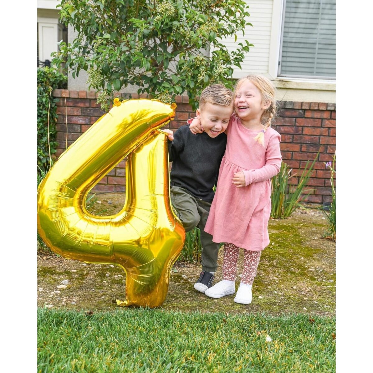 Balon din Folie Metalizata Embo, Figurina Cifra, Tema Aniversare 40 cm, Ambalaj Individual, Pai inclus, Umflare cu Aer sau Heliu, Auriu, Cifra 4 - imagine 5