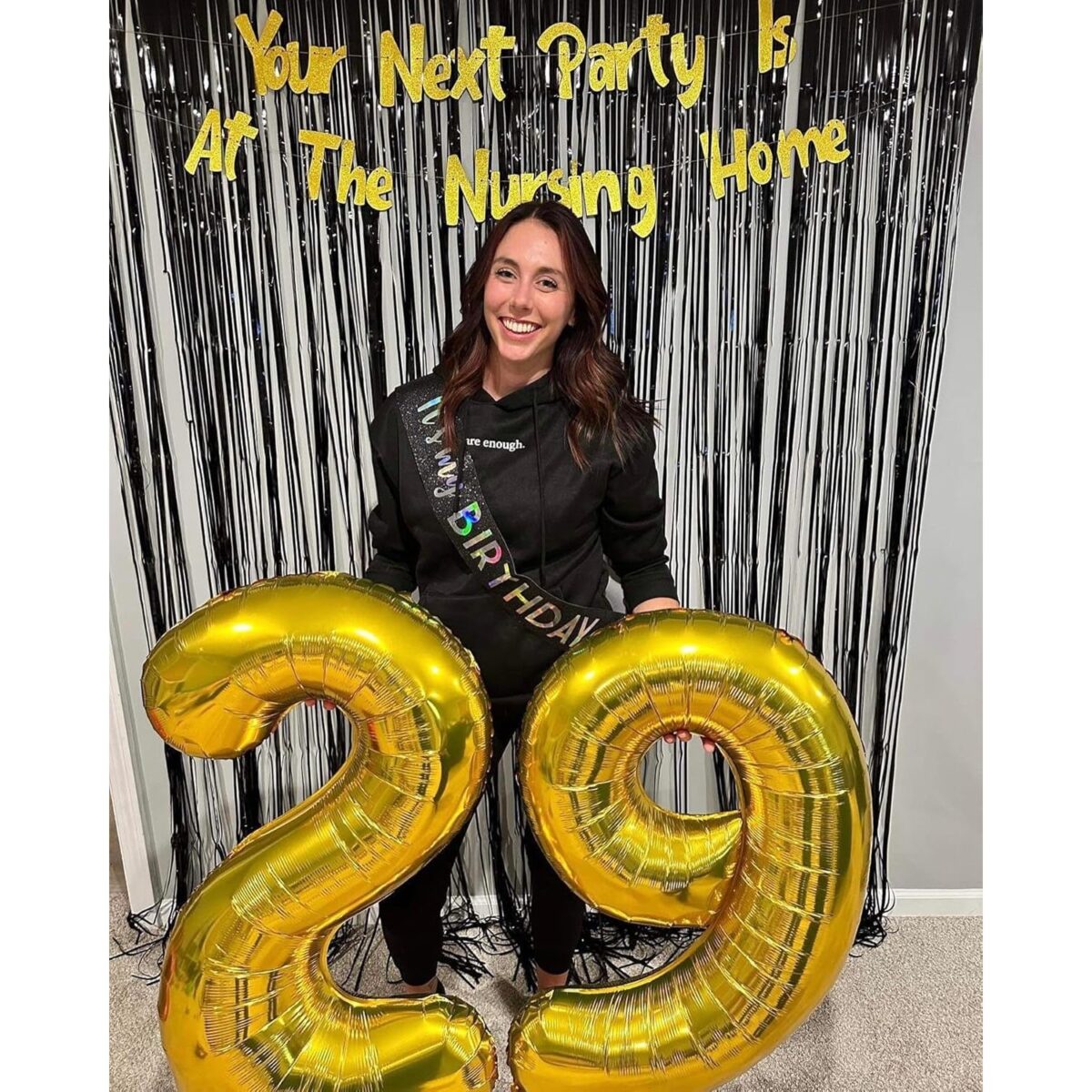 Balon din Folie Metalizata Embo, Figurina Cifra, Tema Aniversare 40 cm, Ambalaj Individual, Pai inclus, Umflare cu Aer sau Heliu, Auriu, Cifra 9 - imagine 8